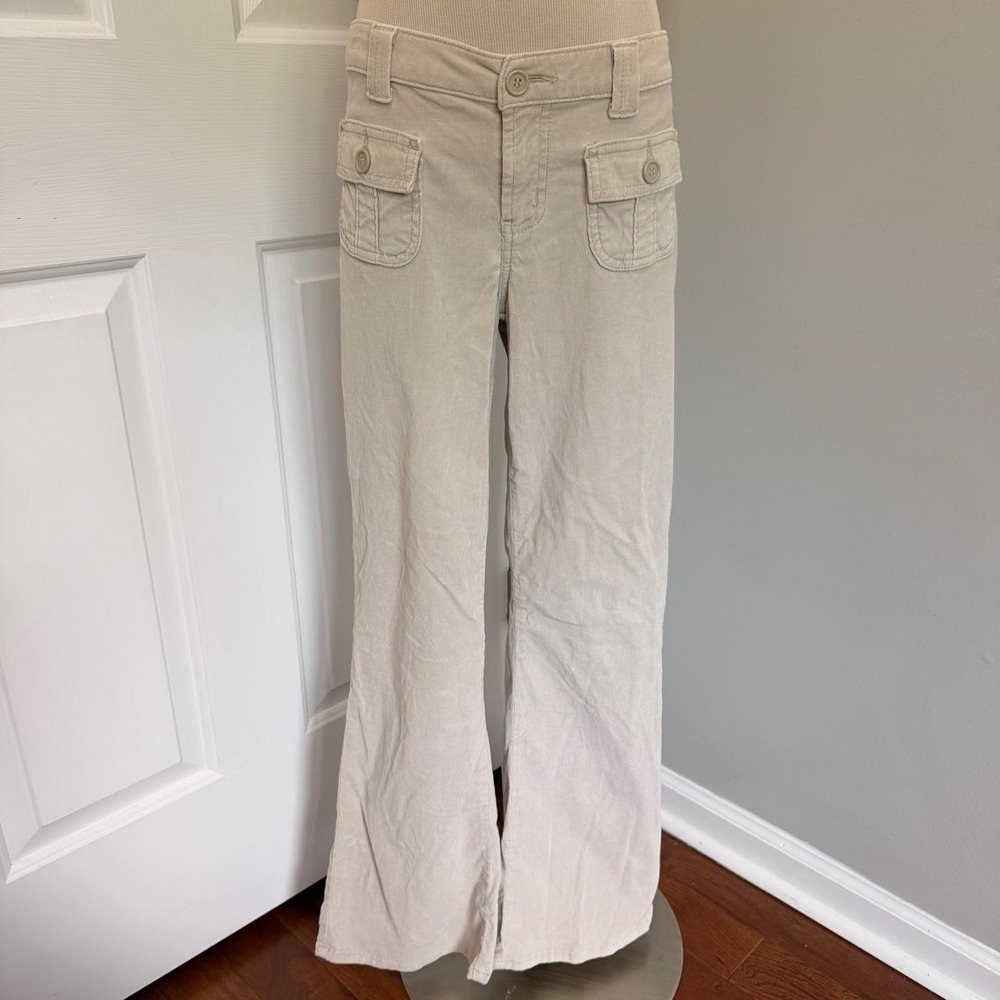 Y2K CREAM L.E.I. LOW RISE CORDUROY FLARE PANTS